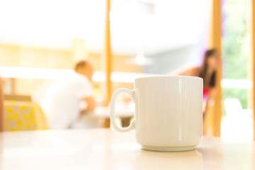 Coffee mug in coffee shop