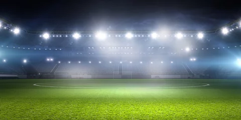 Foto op Plexiglas Voetbalstadion in verlichting. gemengde media © Sergey Nivens
