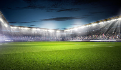 Football stadium in lights . mixed media - obrazy, fototapety, plakaty