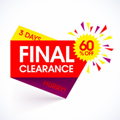 Final Clearance sale paper banner design template