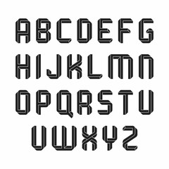 Isometric 3d outline font, three-dimensional alphabet