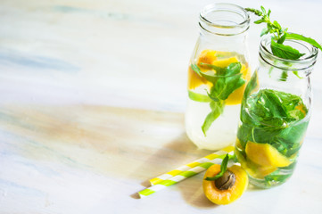 Detox drink with mint and apricot