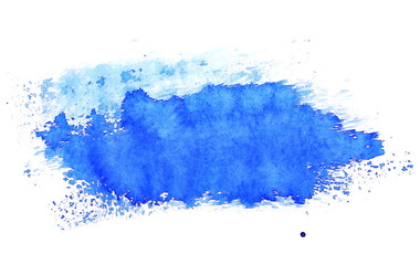 blue ink hand painted brush strokes isolated on white