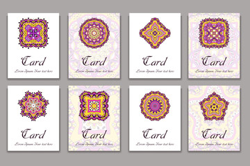 Invitation graphic card with mandala. Decorative ornament for card design: wedding, bithday, party, greeting. Vintage mandala element. Vector illustration