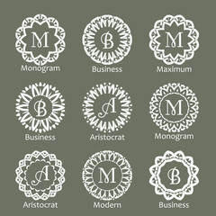 Monogram template. Elegant design for identity style. Vector monogram design with place for text. Abstract badges.