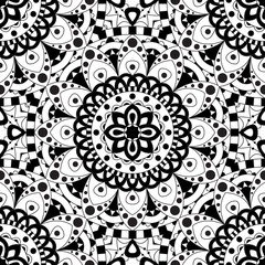 Mandala texture in bright colors. Abstract vector background. Seamless pattern on indian style.