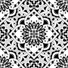 Mandala texture in bright colors. Abstract vector background. Seamless pattern on indian style.