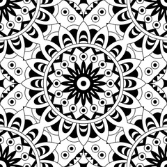 Mandala texture in bright colors. Abstract vector background. Seamless pattern on indian style.