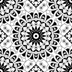 Mandala texture in bright colors. Abstract vector background. Seamless pattern on indian style.