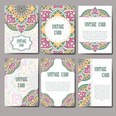 Invitation graphic card with mandala. Decorative ornament for card design: wedding, bithday, party, greeting. Vintage mandala element. Vector illustration