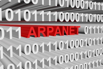 ARPANET in the form of binary code, 3D illustration