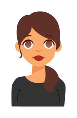 Young happy woman smiling or student happy girl. Smiling woman vector illustration and smiling woman adult beauty person. Healthy smiling woman character and flat smiling woman positive joy face.