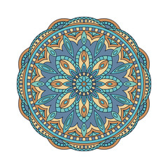Round mandalas in vector. Graphic template for your design. Decorative retro ornament. Hand drawn background with flowers.