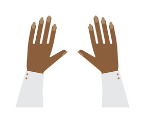 Obraz premium Flat human hands isolated creativity concept. Hands fingers symbol isolated, flat style hands working. Touch vector human hand drawn elements. People body parts