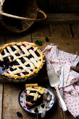 Mulberry  pie with a lattice.