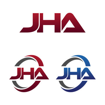 Modern 3 Letters Initial logo Vector Swoosh Red Blue jha