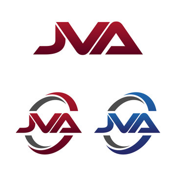Modern 3 Letters Initial logo Vector Swoosh Red Blue jva