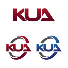 Modern 3 Letters Initial logo Vector Swoosh Red Blue kua