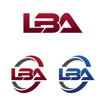 Modern 3 Letters Initial logo Vector Swoosh Red Blue lba