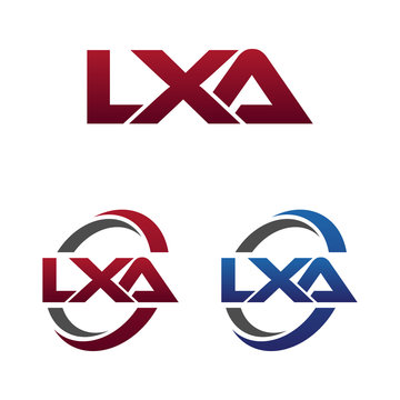 Modern 3 Letters Initial logo Vector Swoosh Red Blue lxa