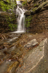 Waterfall Mosorny in Zawoja, Beskid Zywiecki mountain range in Polish Carpathian Mountains