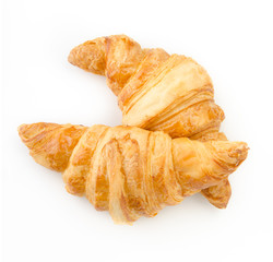 Croissant on white background. Top view.