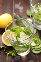 water detox, lemon and cucumber infused