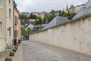  Narrow medieval street in beautiful town Luxembourg,