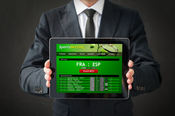 Sports betting website on tablet