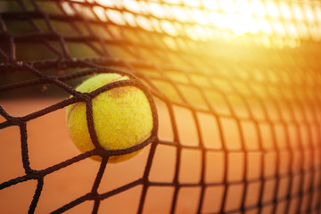 Tennis ball and net
