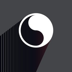 Vector icon Yin Yang symbol. Flat design with long shadow and space for your text. Illustration.