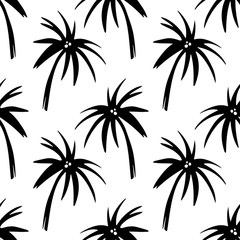 Fototapeta na wymiar Seamless pattern with silhouettes palm trees