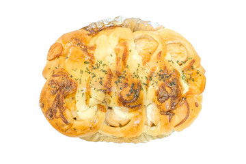 sausage bread on white background