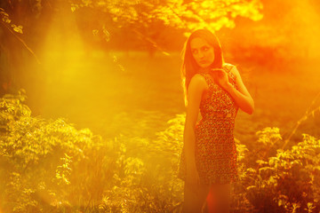 Beauty Sunshine Girl Portrait.