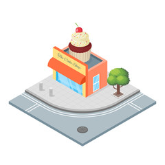 Isometric 3d vector illustration of patisserie.