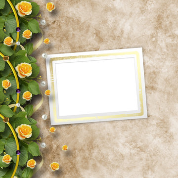 Beautiful greeting card with bouquet of yellow roses
