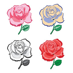 Set of artistic hand drawing roses