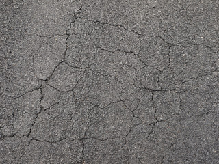 Old worn and cracked asphalt with cracks