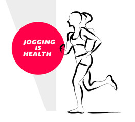 Vector hand drawn active people sketch isolated on white background. Running man silhouette. Ink drawing. Sportsman figure. Human jogging.