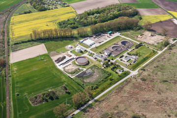 aerial view of sewage treatment plant
