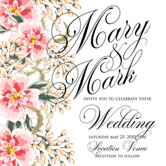 Bridal Shower Invitation with hibiskus flowers © mary1983