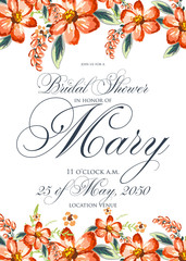 Bridal Shower Invitation with hibiskus flowers © mary1983