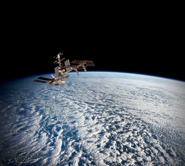 Satellite planet Earth ocean international meteorology telecommunication outer space station iss. Elements of this image furnished by NASA. - 114901907