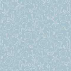 seamless pattern with differemt sea elements