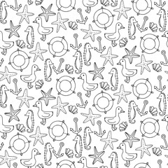 seamless pattern with differemt sea elements