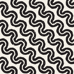 Vector Seamless Hand Drawn Wavy Lines Grunge Pattern