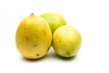 Fresh ripe lemons isolated on white background.