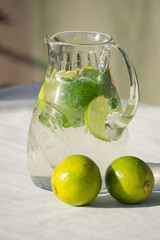 Homemade classic mojito with mint and lime
