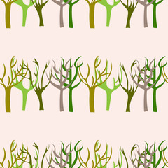 Hand Drawn Trees Seamless Pattern