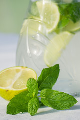 Homemade classic mojito with mint and lime